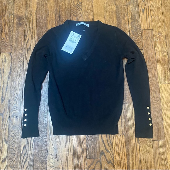 NEW! ZARA Basic V-Neck Sweater - Black (NWT) - Picture 5 of 8
